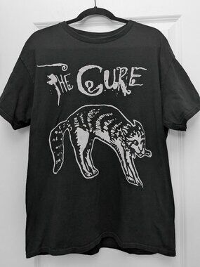The Cure Black and White Gildan T-shirt with Cat Print - Unisex, Goth, Band Tee